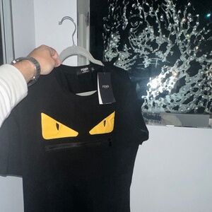 Fendi Roma  Monster Eye T-Shirt Black Mens Shirt New With Tags